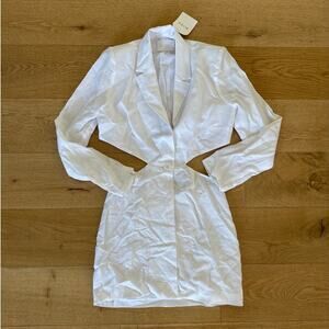 Rumer - Harper Cut Out Linen Blazer Dress in White